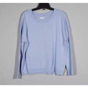 J Jill Light Blue Knit Pullover Sweater Sz M Petite